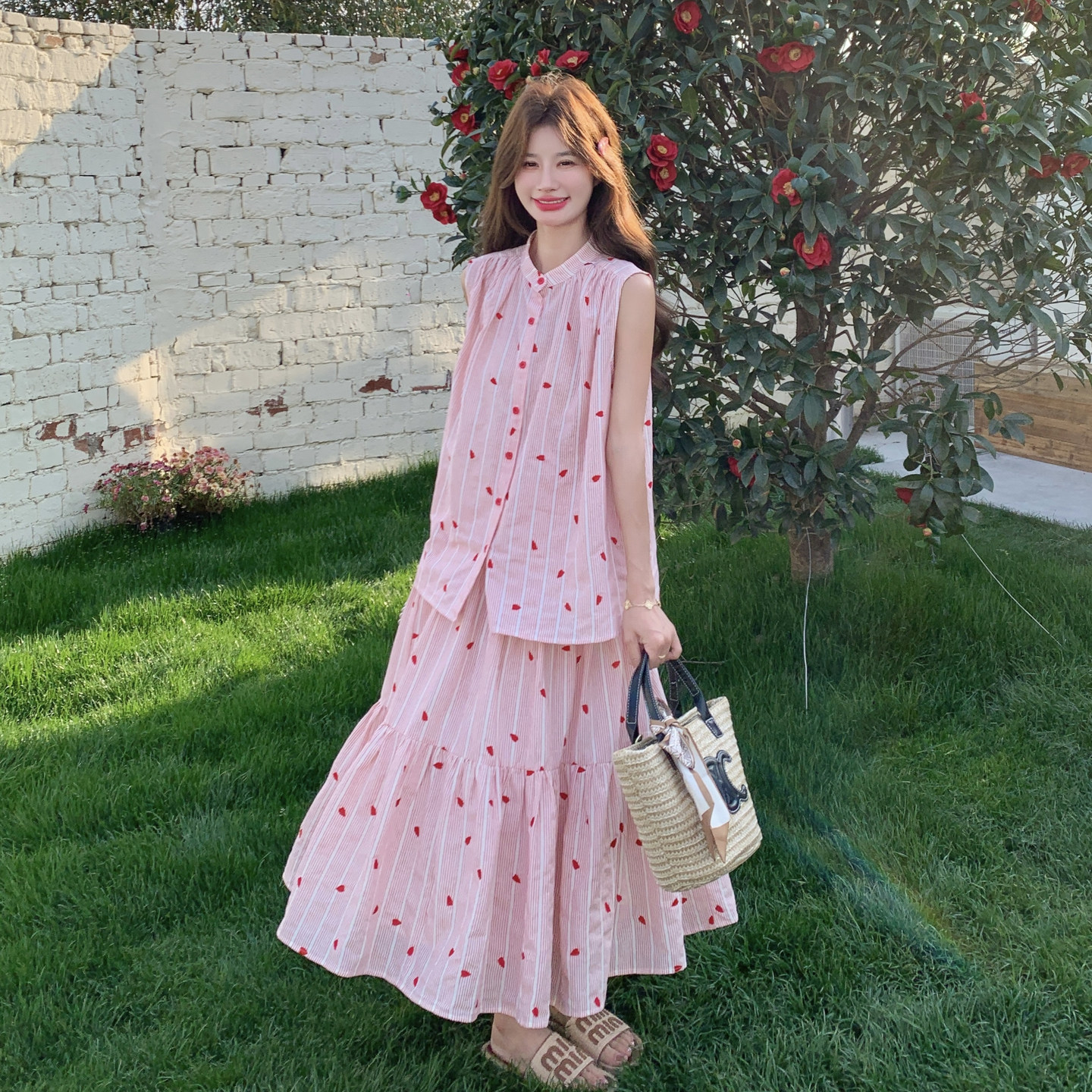 【新款】现货！粉色少女感撞色套装2D003-2611-P165控268，女装套装/套裙，浙宝125