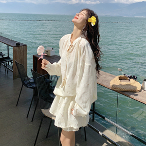 新中式国风蕾丝刺绣短裤套装女夏2025新款两件套独特绝美显瘦遮肉图片