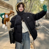 黑色连帽羽绒棉服女2024冬季新款韩系学院风休闲百搭小个子面包服，女装棉衣/棉服，浙宝125