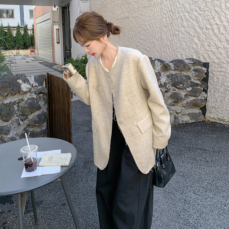 小众设计感西装女2025早春新款气质碎花灰色chic小个子宽松外套,女装西装,浙宝125