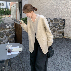 小众设计感西装女2025早春新款气质碎花灰色chic小个子宽松外套图片