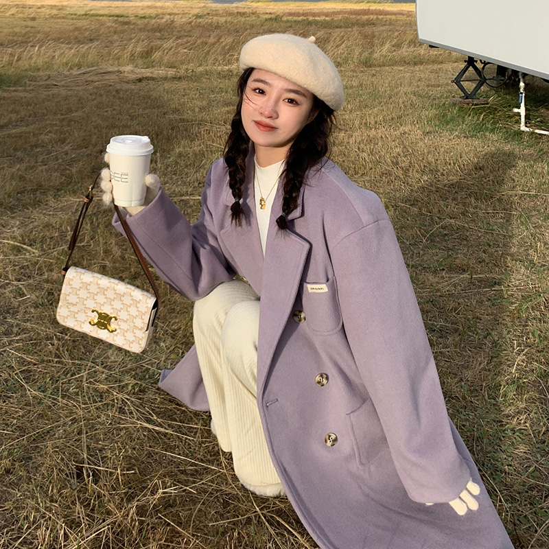主推款！数据已起！灰风铃紫加厚呢大衣外套9082-P175控258，女装毛呢外套，浙宝125