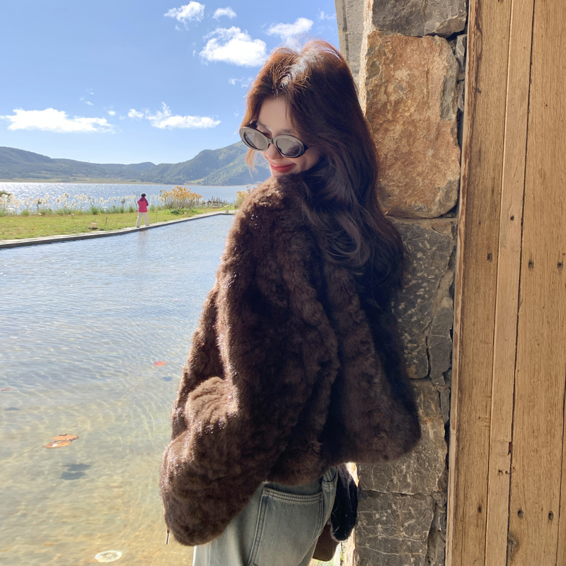 【新款】现货！125-A93黑咖设计感环保皮草外套P215控328，女装短外套，浙宝125