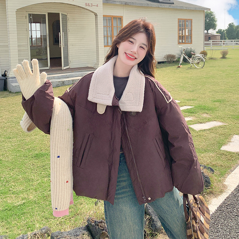 新款！已出货！红羊羔毛拼接羽绒服外套 9905-P335-498图片