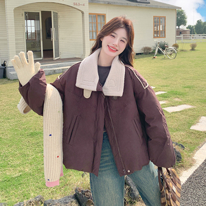 新款！已出货！红羊羔毛拼接羽绒服外套 9905-P335-498图片