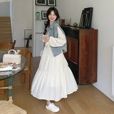 开春穿搭牛仔马甲白色连衣裙套装女春季2025新款甜美减龄两件套女，女装套装/套裙，浙宝125