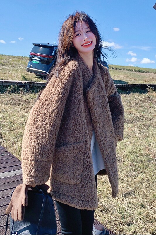 【新款】现货！A83双面穿叠穿麂皮绒羊羔毛外套P240控348,女装短外套,浙宝125