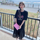 现货！主推款夏季新款黑色印花鱼尾拼接连衣裙9820-P115-控168，女装连衣裙，浙宝125