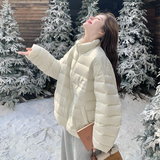 【新款】现货125-A96米白色立领90绒羽绒服外套P295控438，女装羽绒服，浙宝125
