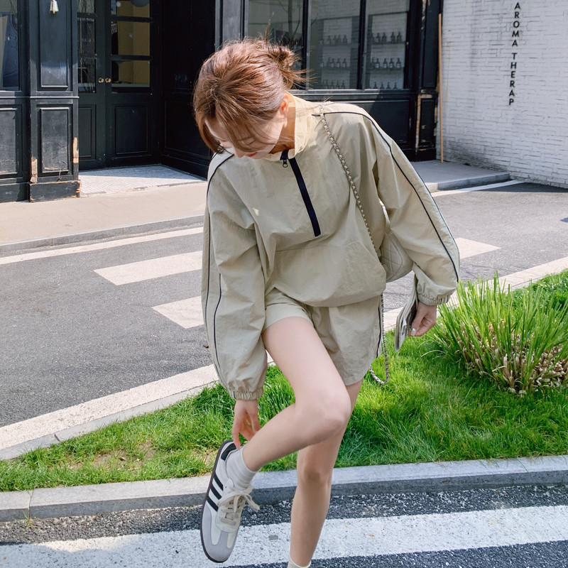 新款现货防晒短外套+松紧短裤套装2D003-2606-P145控238，女装防晒衣，浙宝125