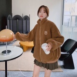 大量现货！韩系ins小姐姐暖洋洋立领羊羔毛外套9062-P145控198，女装短外套，浙宝125