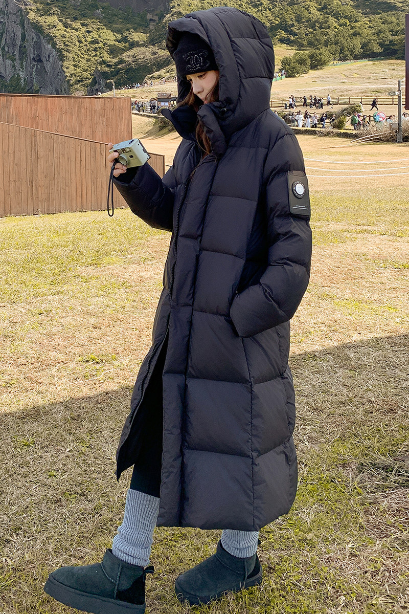 新款！已出货！黑色过膝长款鹅绒羽绒服外套9902-P445-控668,女装羽绒服,浙宝125