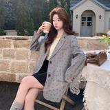 【新款】现货！设计感气质碎花西装外套2D003-9883-P145控238，女装西装，浙宝125