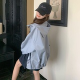 新款！现货！设计款明线冲锋衣BF连帽外套9056-P135-控188，女装风衣，浙宝125