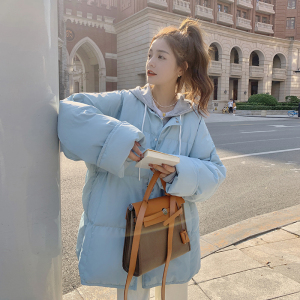 奶fufu超好看蓝色女冬2025新款设计感棉衣棉服外套