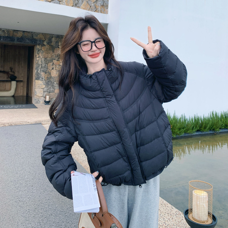 新款现货！125-A89防风立领抽绳90白鸭绒羽绒外套P325控488,女装羽绒服,浙宝125