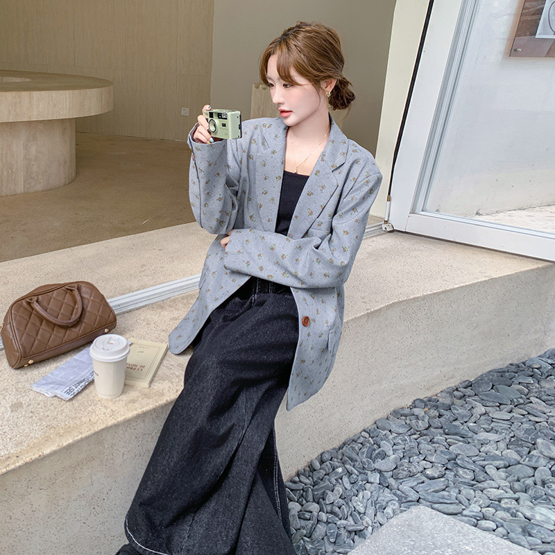 【数据好】现货！设计感气质碎花西装外套2D003-9883-P145-控238，女装西装，浙宝125