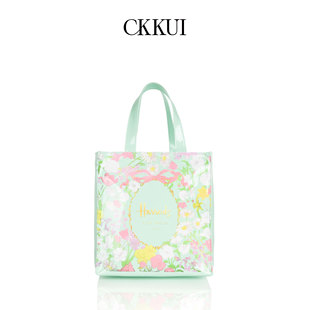 森林系小清新PVC欧美购物袋加厚防水手提包大容量单肩包托特包