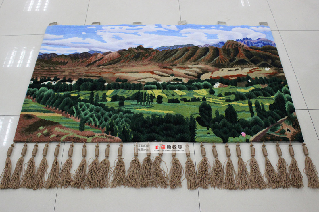 新疆风景挂毯挂画厚实胡杨天池高级感客厅壁挂壁毯壁画上墙背景布