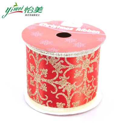 怡美圣诞 小卷烫金织带 圣诞节装饰品 圣诞树挂件彩带