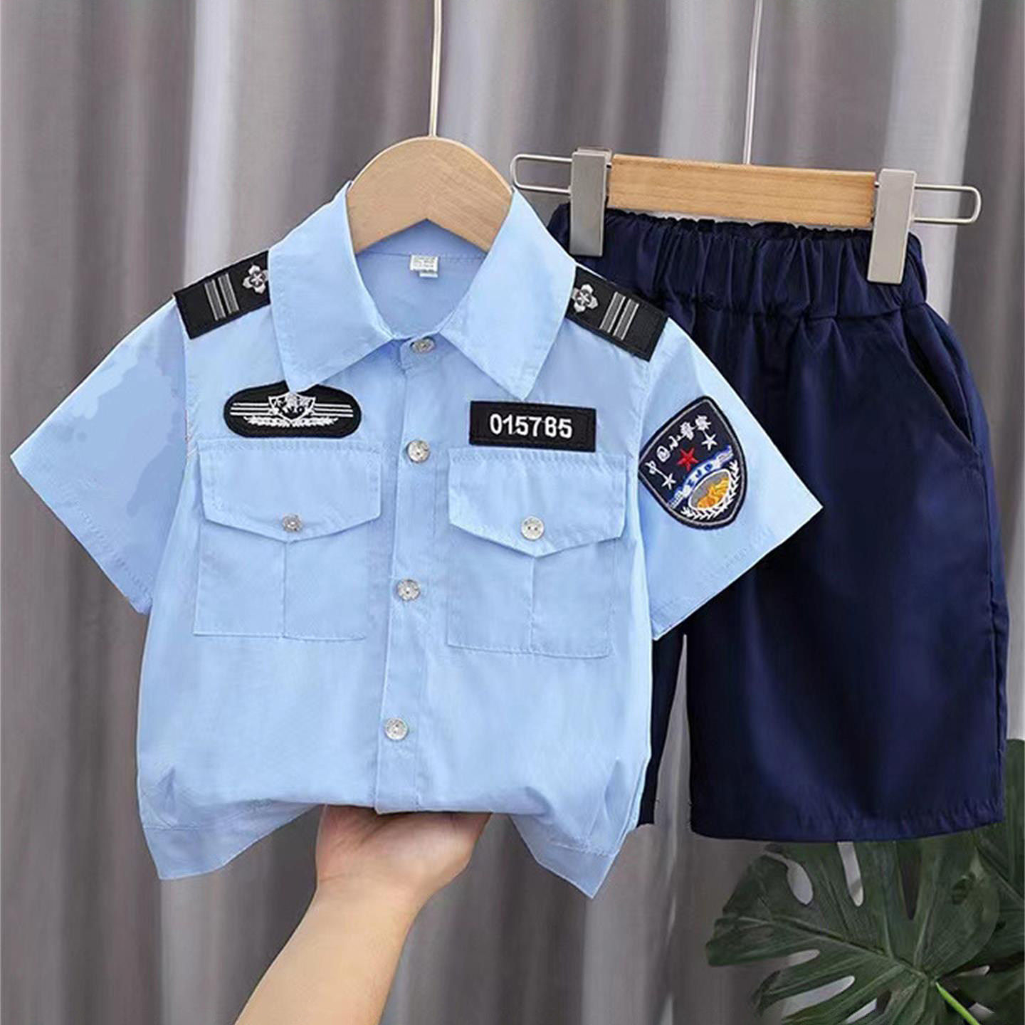 儿童警官衣服六一演出服套装男童小警察cos服装交警制服角色扮演