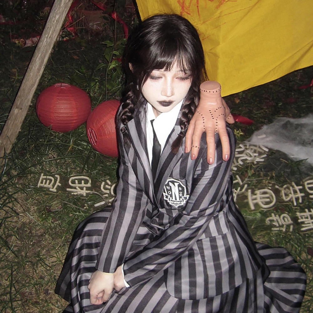 万圣节星期三亚当斯一家装扮套装