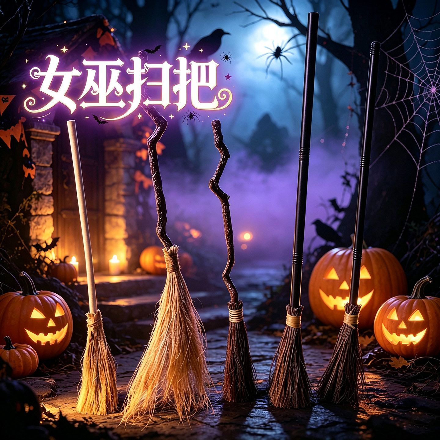 万圣节道具女巫扫把哈利波特飞天魔法扫帚巫婆成人装扮氛围派对
