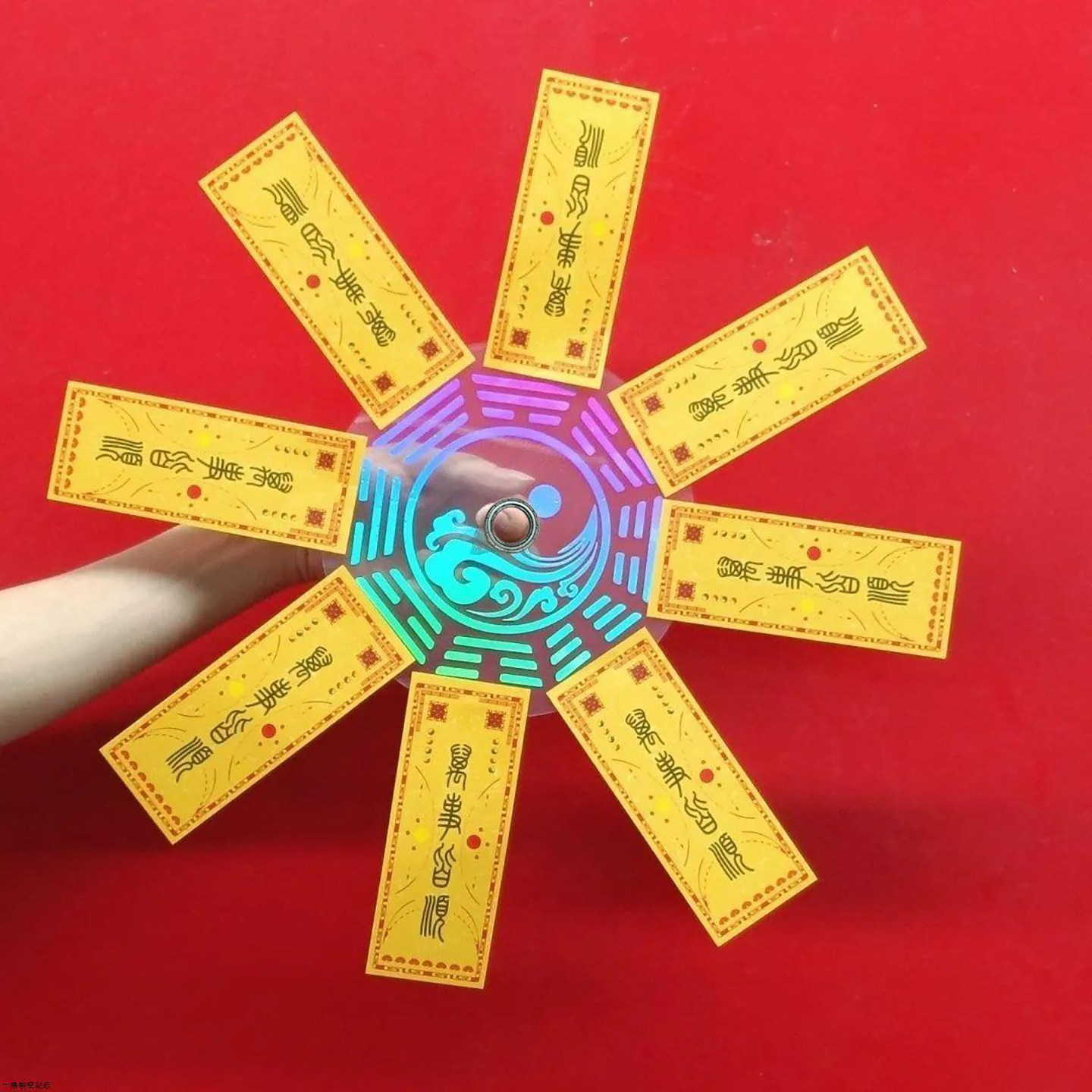 手指转盘道具万圣节道士小僵尸夜光符指尖转符药指cos八卦七彩贴
