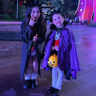 小魔女蒙娜cos万圣节儿童服装紫色披风斗篷装扮衣服搞怪创意服饰