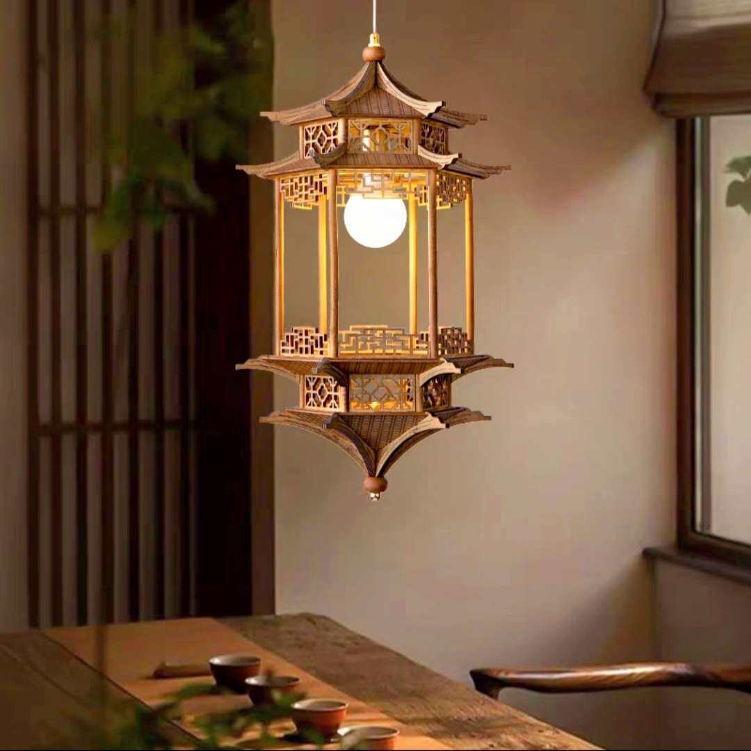 宋氏美学吊灯新中式玄关床头小吊灯茶室禅意古风实木凉亭入户吊灯,家装灯饰光源,床头/玄关/吧台/过道吊灯,淘宝优惠券,粉丝福利购,淘宝优惠卷