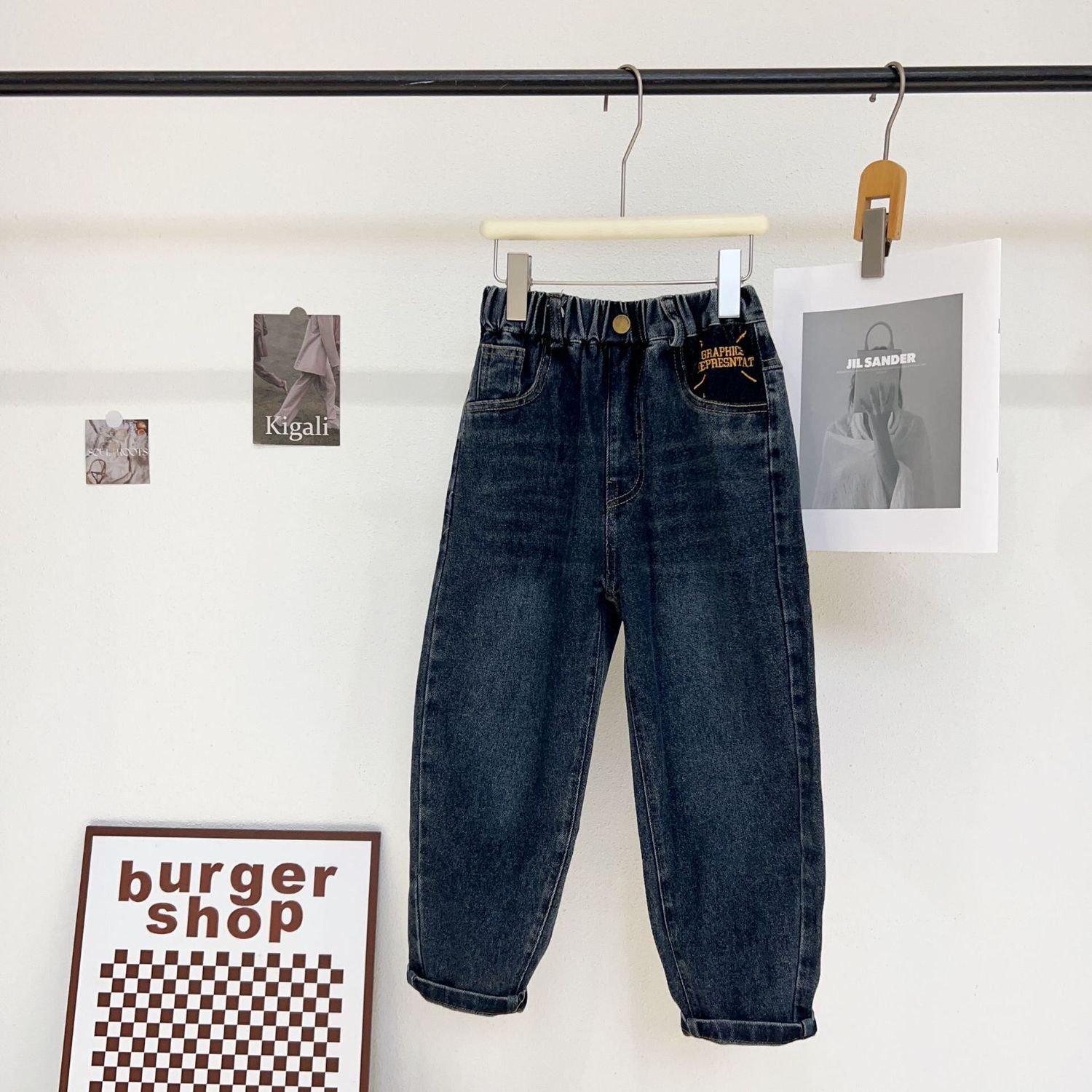 儿童裤子2025秋季男童新品8820中大童口袋刺绣款牛仔韩版老爹裤