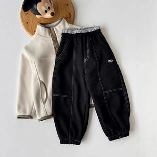 2025儿童秋冬加绒针织牛仔裤儿童软牛仔裤加厚加奥粒绒新款