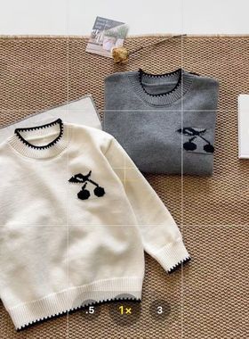 儿童毛衣2025女童秋冬新品880211樱桃款中大童韩版百搭套头毛衣