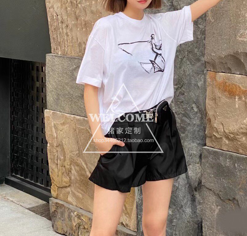 2025SS夏季字母美人鱼印花百搭宽松圆领全棉白色男女款短袖T恤