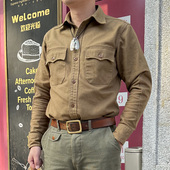 FREEWHEELES重磅斜纹军官衬衫 咔叽 衬衫 美式 复古水洗纯色全棉长袖