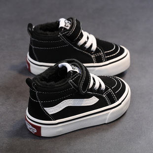 2025冬季新款儿童加绒帆布鞋男童二棉鞋高帮板鞋女童保暖宝宝冬鞋