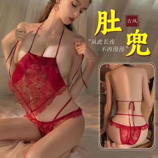 女士蕾丝无痕 开档低腰透气透明火辣三角裤 女生免穿脱方便内裤 大码