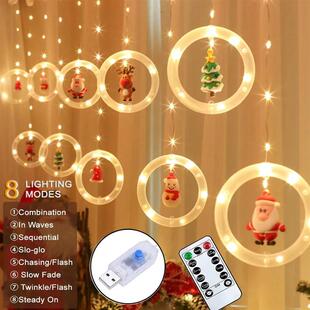 LED Christmas Decoration Curtain Light 8 Modes USB Christmas