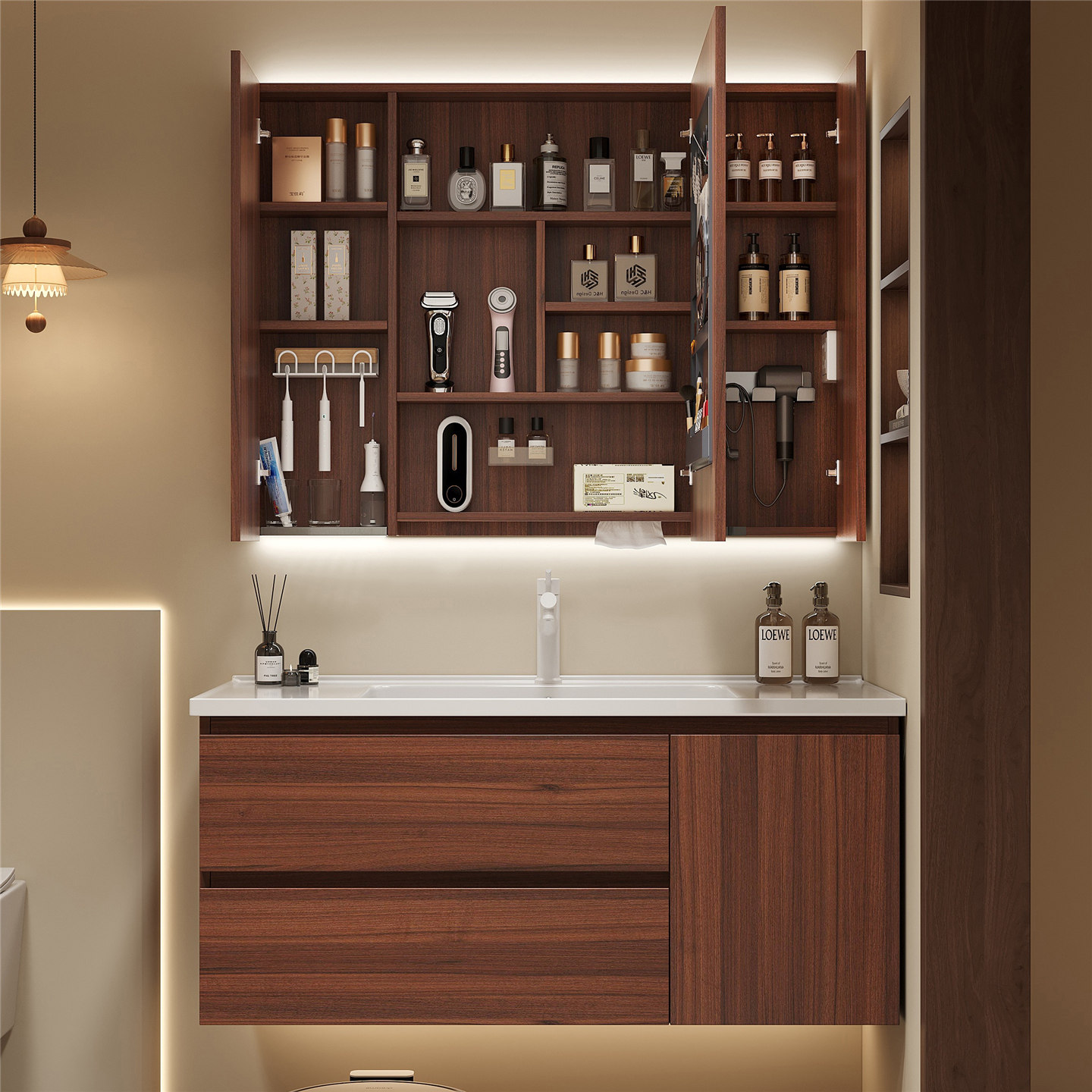 不锈钢浴室柜组合定制中古风卫浴柜洗漱台卫生间洗手台陶瓷一体盆,家装主材,浴室柜组合,淘宝优惠券,粉丝福利购,淘宝优惠卷