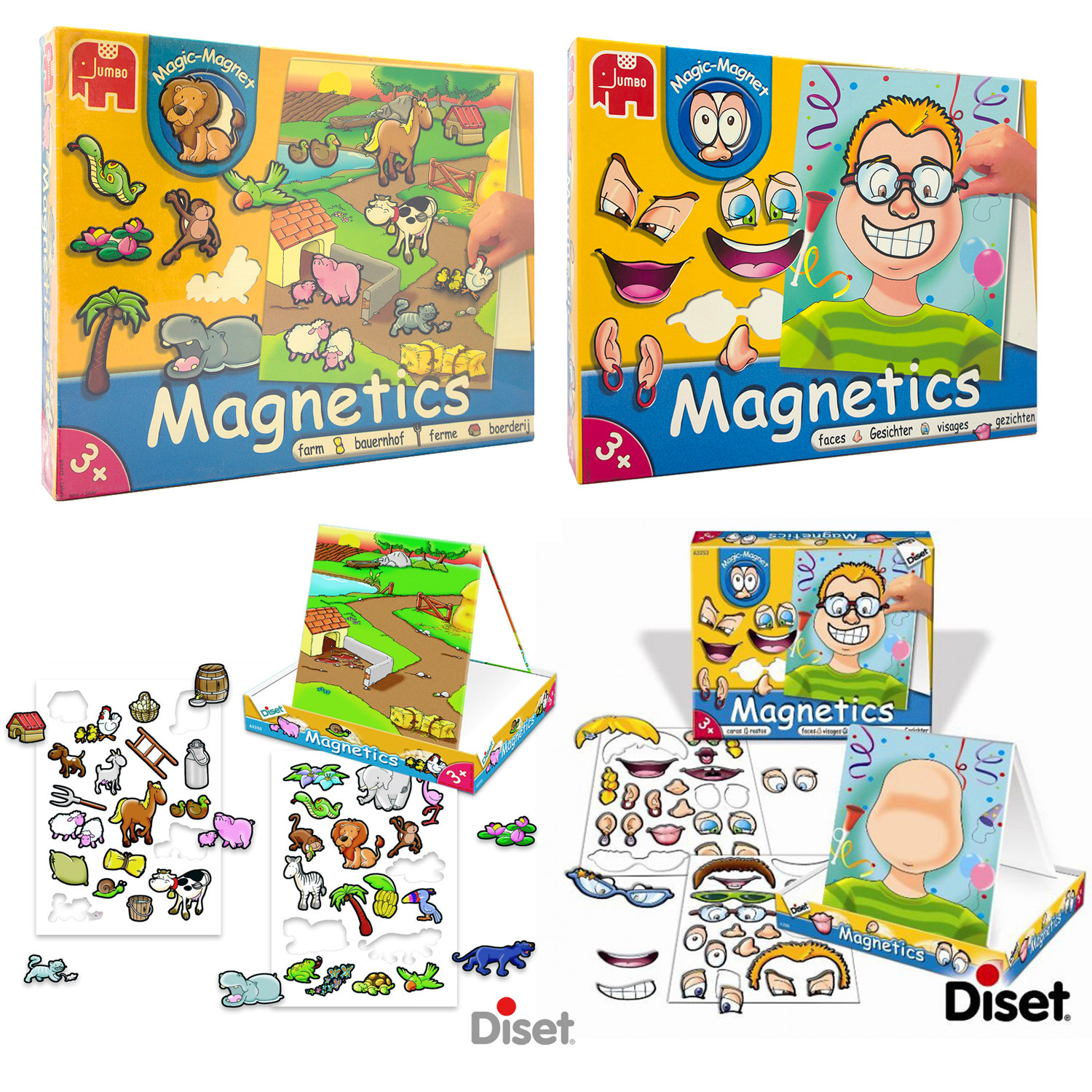JUMBO农场动物配对人脸五官对对碰立体拼图益智游戏玩具magnetics