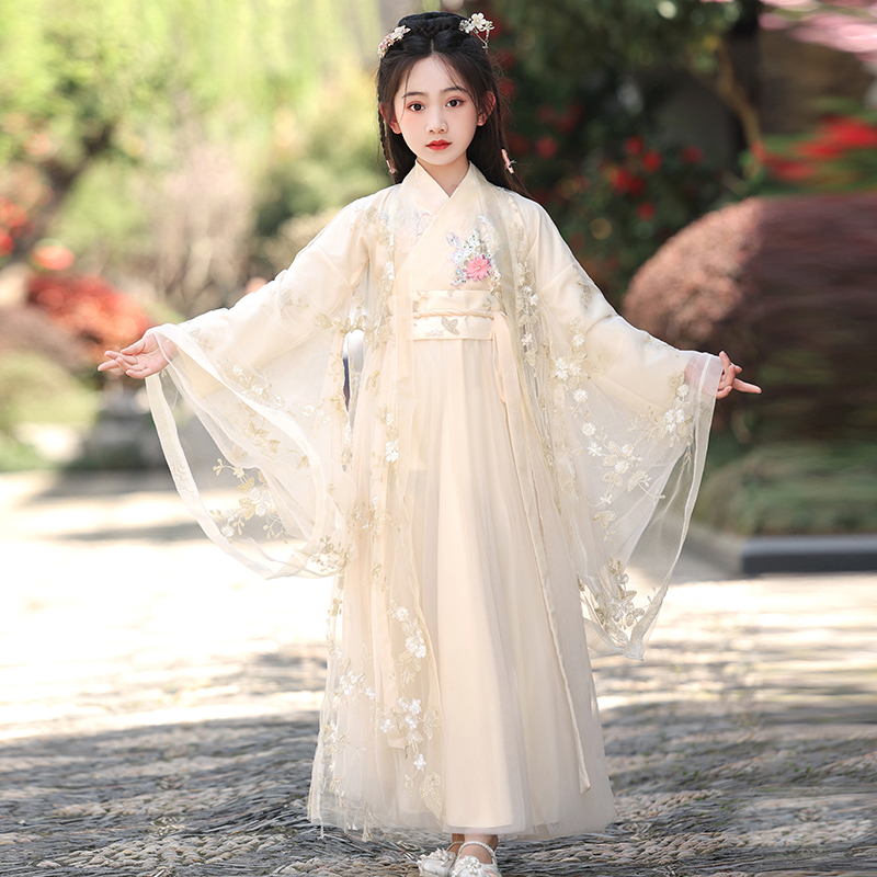 儿童汉服女款大童夏季女童古风仙气大袖中国风公主裙小孩古装超仙
