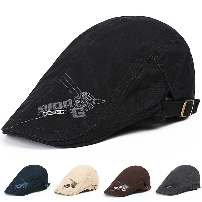 帽子男春夏季遮阳帽时尚复古贝雷帽韩版潮刺绣夏天鸭舌帽前进帽