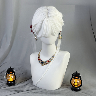 婷公主假发纯白长直发暗黑Lolita