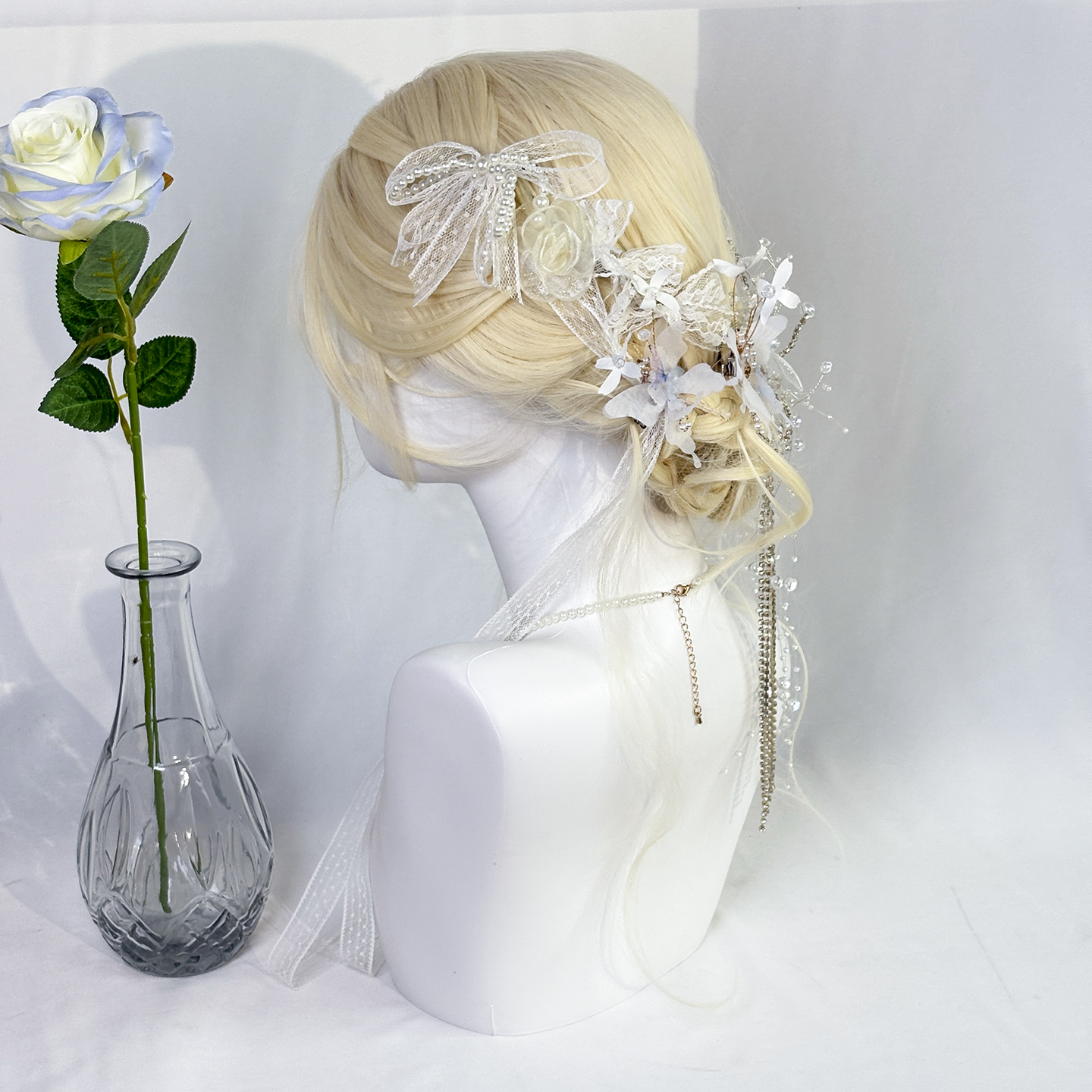 婷公主白金色假发新娘盘发长卷发