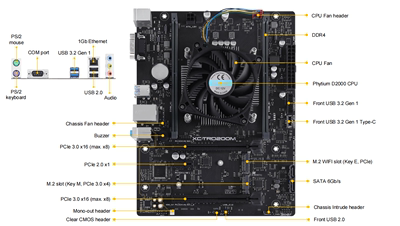 飞腾D2000 FTD2000主板 欧拉系统主机 D2000电脑 openEuler系统