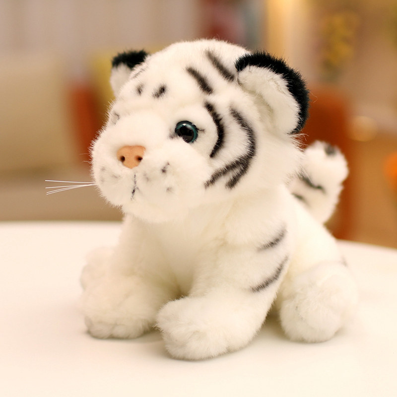 老虎玩具公仔毛绒呆萌可爱仿真白虎玩偶布娃娃送女生抱枕男孩礼物