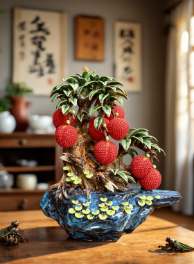 石湾陶瓷荔枝摆件顺顺利利