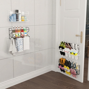 门后鞋架挂式免钉超薄10cm收纳吸在门上的鞋架家用壁挂式防盗粘贴