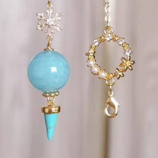 灵摆吊坠天然水晶海蓝宝手链吊坠项链女磁场复古项链原创饰品复古