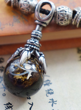 荷鲁斯之眼项链守护黑曜石吊坠